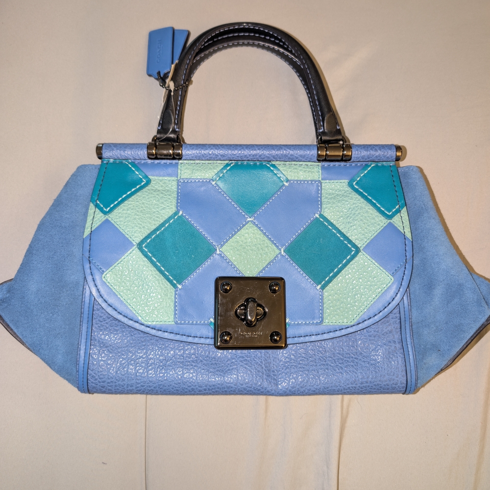 Rare Coach Patchwork Leather And Suede Handbag